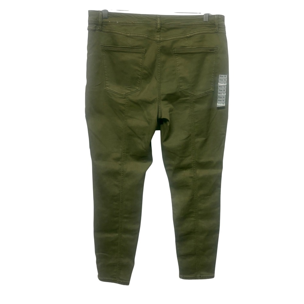 White House Black Market The Skinny Ankle Olive Green Moto Utility Pants 16L - Picture 2 of 7